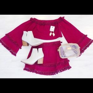 Maroon Two Piece Outfit